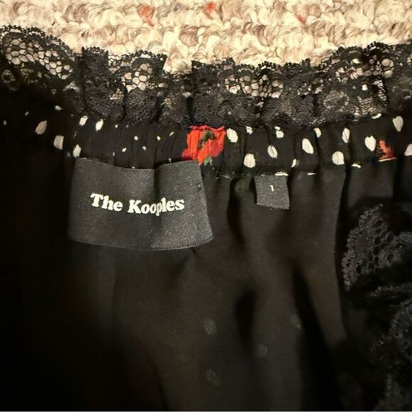 The Kooples Popi Pop Floral Chiffon Lace Trim Off Shoulder Dress- Size 1 (Small) - Picture 7 of 10